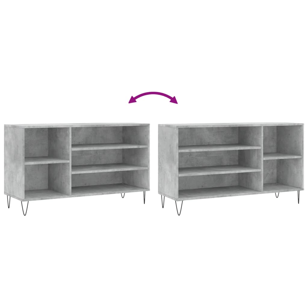 Scarpiera Grigio Cemento 102x36x60 cm in Legno Multistrato - homemem39