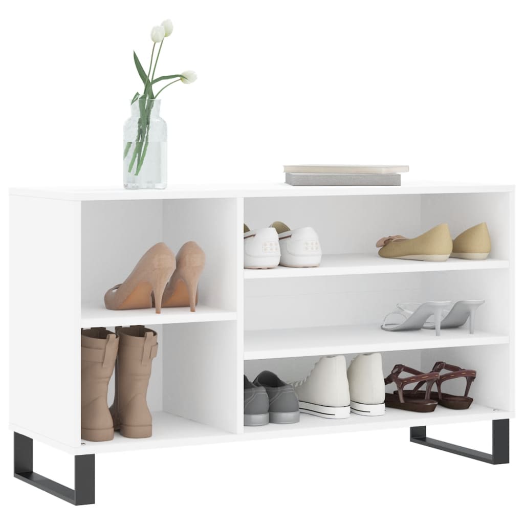 Scarpiera Bianca 102x36x60 cm in Legno Multistrato - homemem39