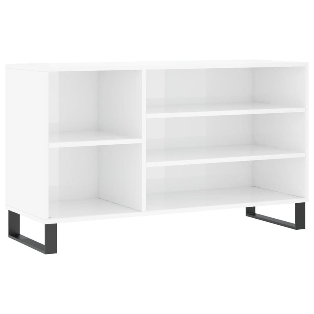 Scarpiera Bianco Lucido 102x36x60 cm in Legno Multistrato