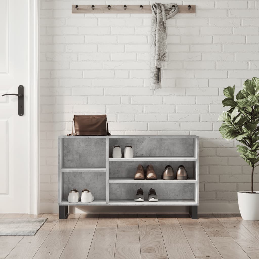 Scarpiera Grigio Cemento 102x36x60 cm in Legno Multistrato - homemem39