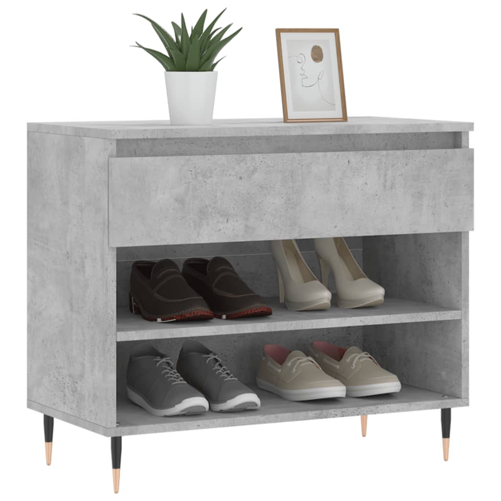Scarpiera Grigio Cemento 70x36x60 cm in Legno Multistrato - homemem39