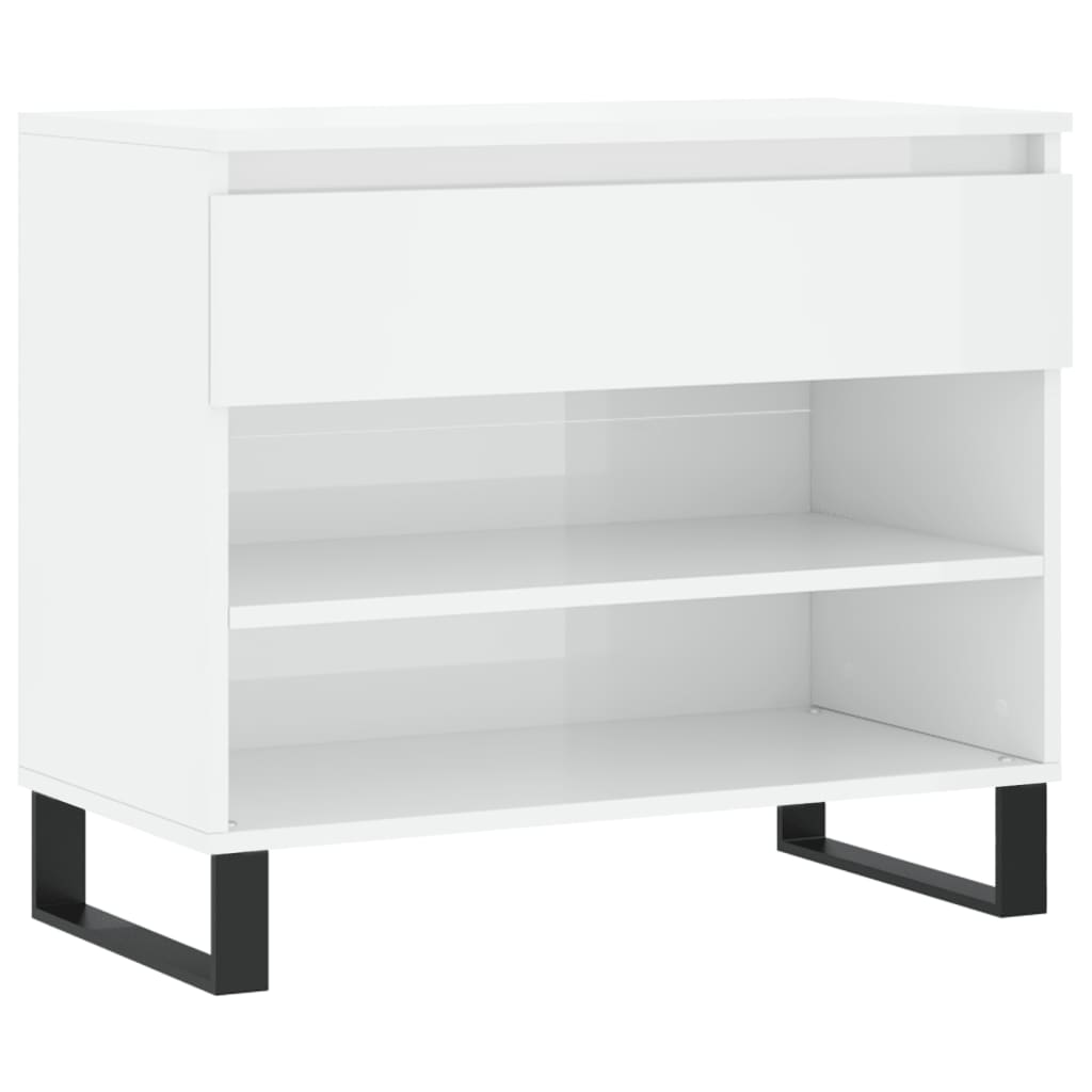 Scarpiera Bianco Lucido 70x36x60 cm in Legno Multistrato - homemem39