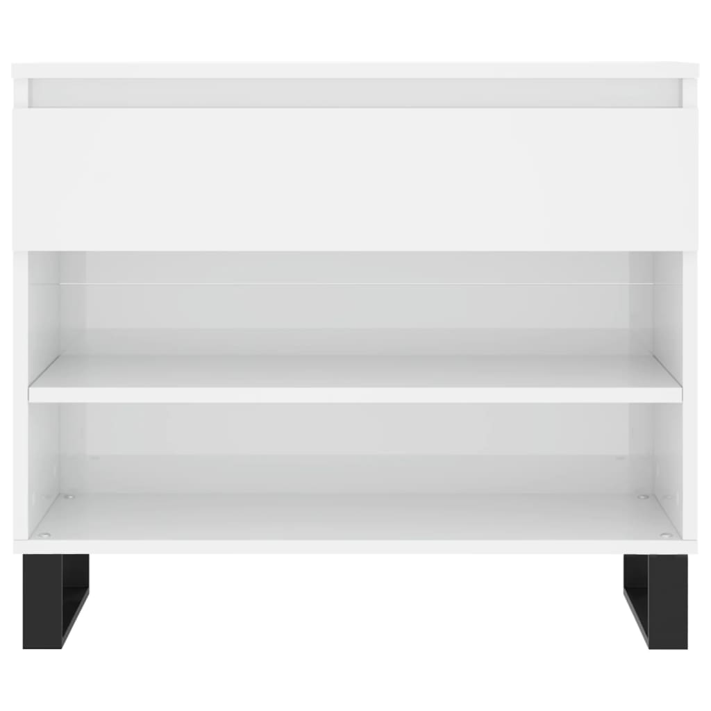Scarpiera Bianco Lucido 70x36x60 cm in Legno Multistrato - homemem39