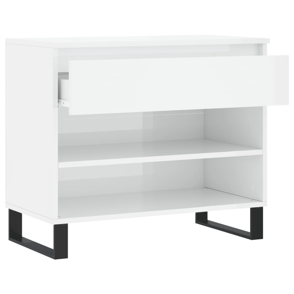 Scarpiera Bianco Lucido 70x36x60 cm in Legno Multistrato - homemem39