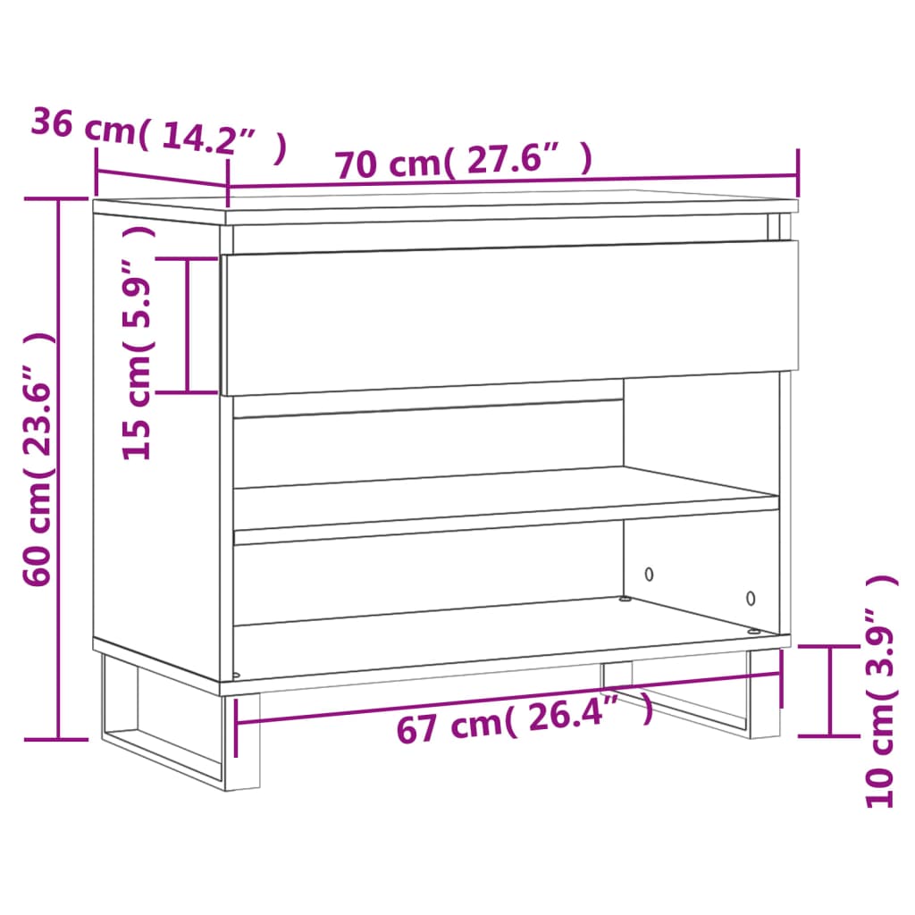 Scarpiera Grigio Sonoma 70x36x60 cm in Legno Multistrato - homemem39