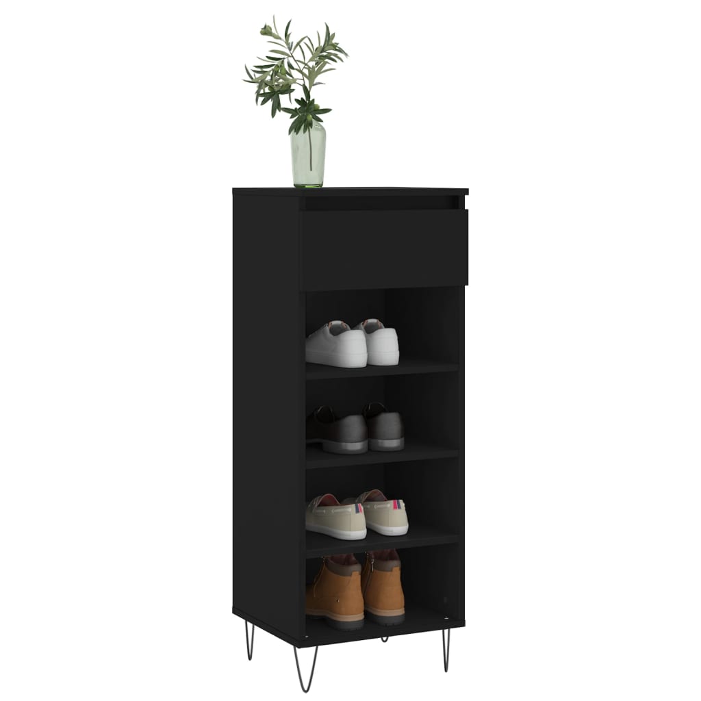 Scarpiera Nera 40x36x105 cm in Legno Multistrato - homemem39