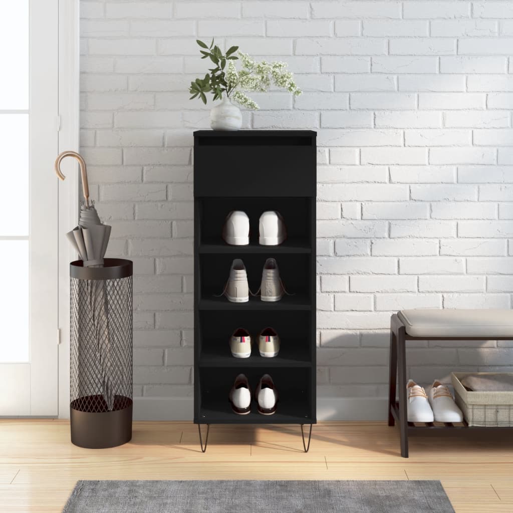 Scarpiera Nera 40x36x105 cm in Legno Multistrato - homemem39