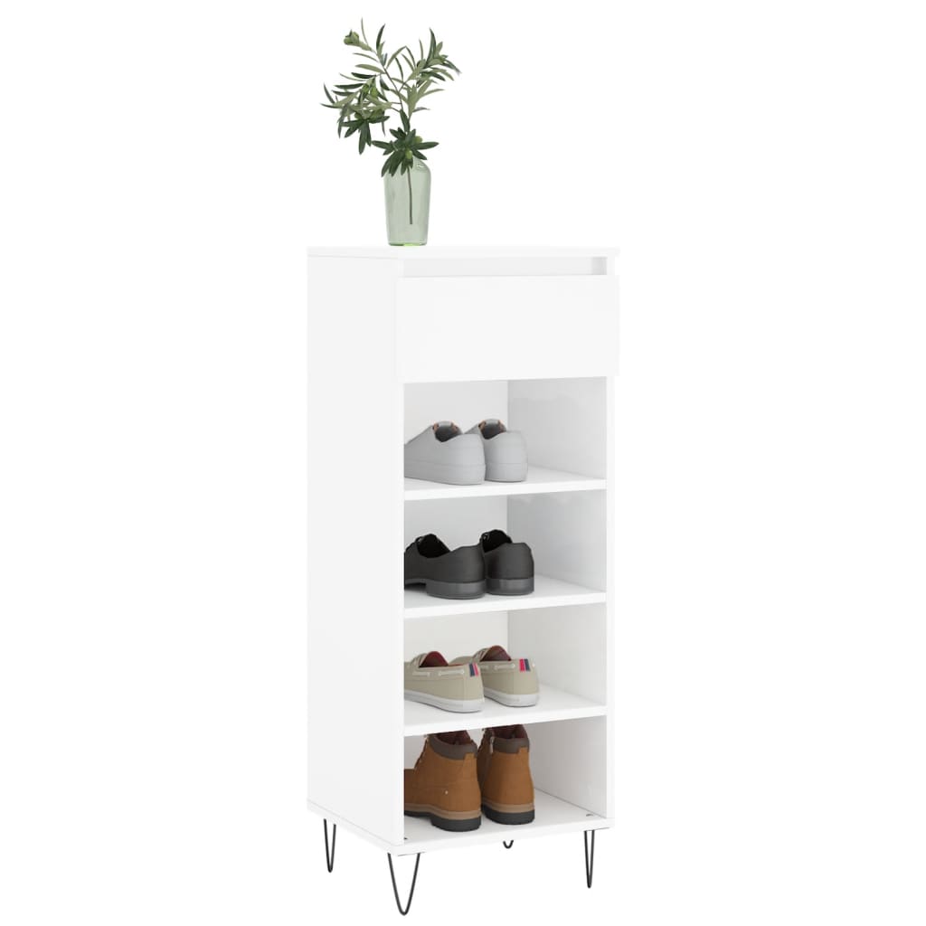 Scarpiera Bianco Lucido 40x36x105 cm in Legno Multistrato - homemem39