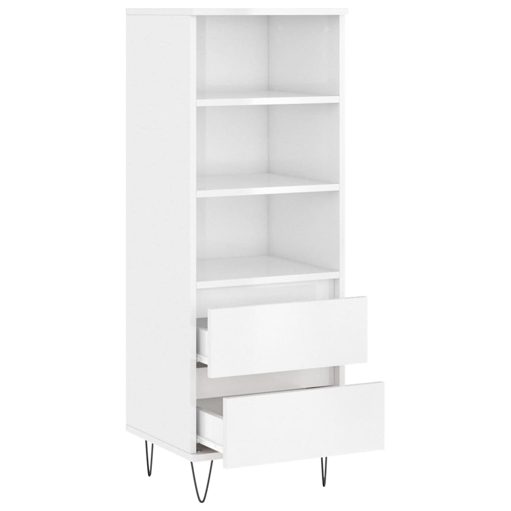 Credenza Bianco Lucido 40x36x110 cm in Legno Multistrato - homemem39
