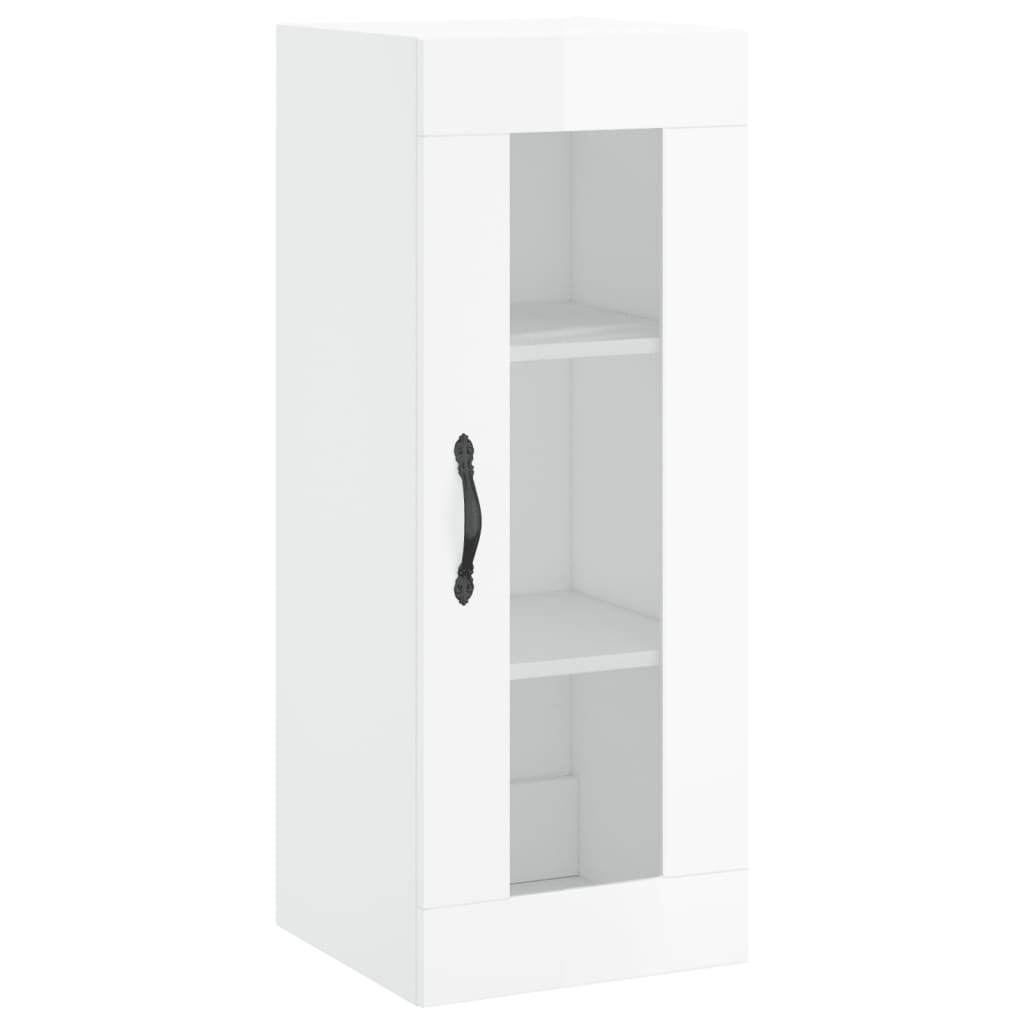 Mobile a Parete Bianco Lucido 34,5x34x90 cm - homemem39