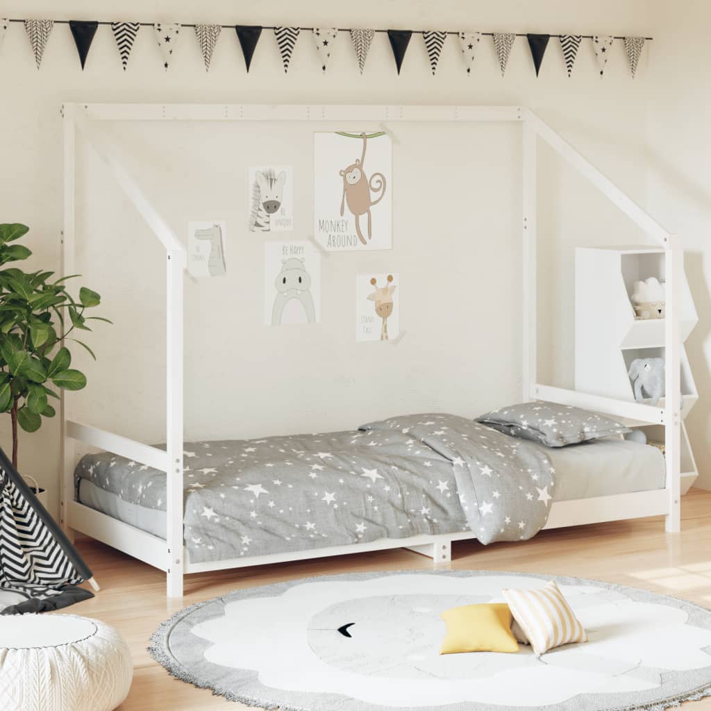 Giroletto per Bambini Bianco 90x200cm in Legno Massello di Pino - homemem39