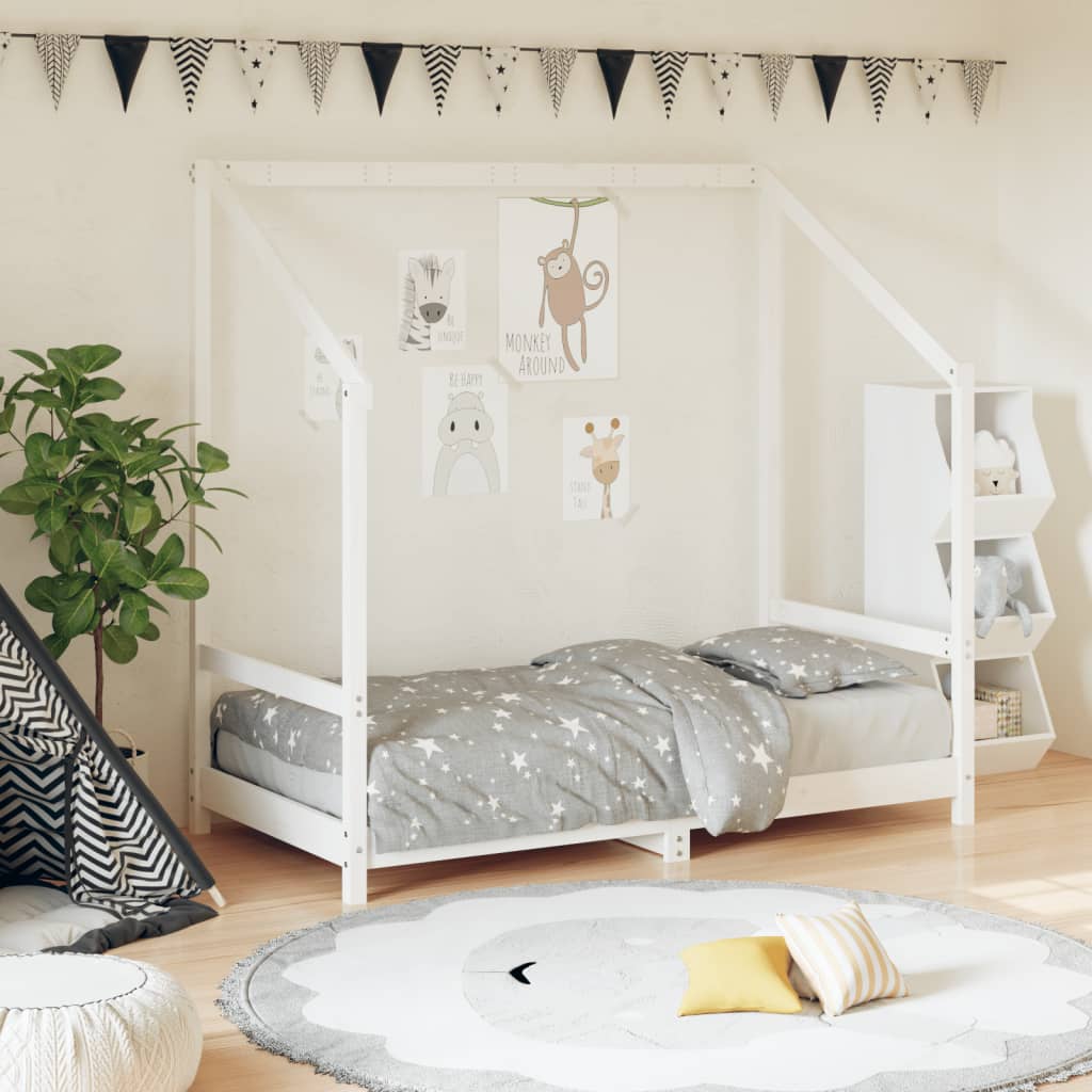 Giroletto per Bambini Bianco 80x160cm in Legno Massello di Pino - homemem39
