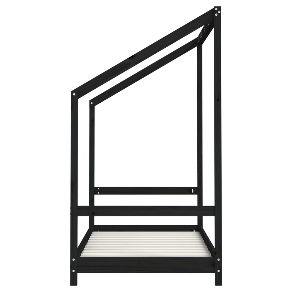 Giroletto per Bambini Nero 80x160 cm in Legno Massello di Pino - homemem39