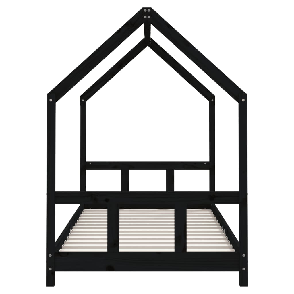 Giroletto per Bambini Nero 90x190 cm in Legno Massello di Pino - homemem39