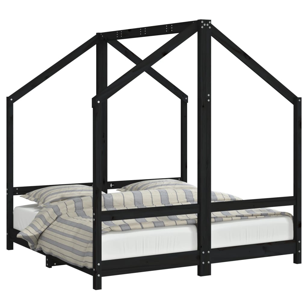Giroletto per Bambini Nero 2x(70x140) cm Legno Massello di Pino - homemem39