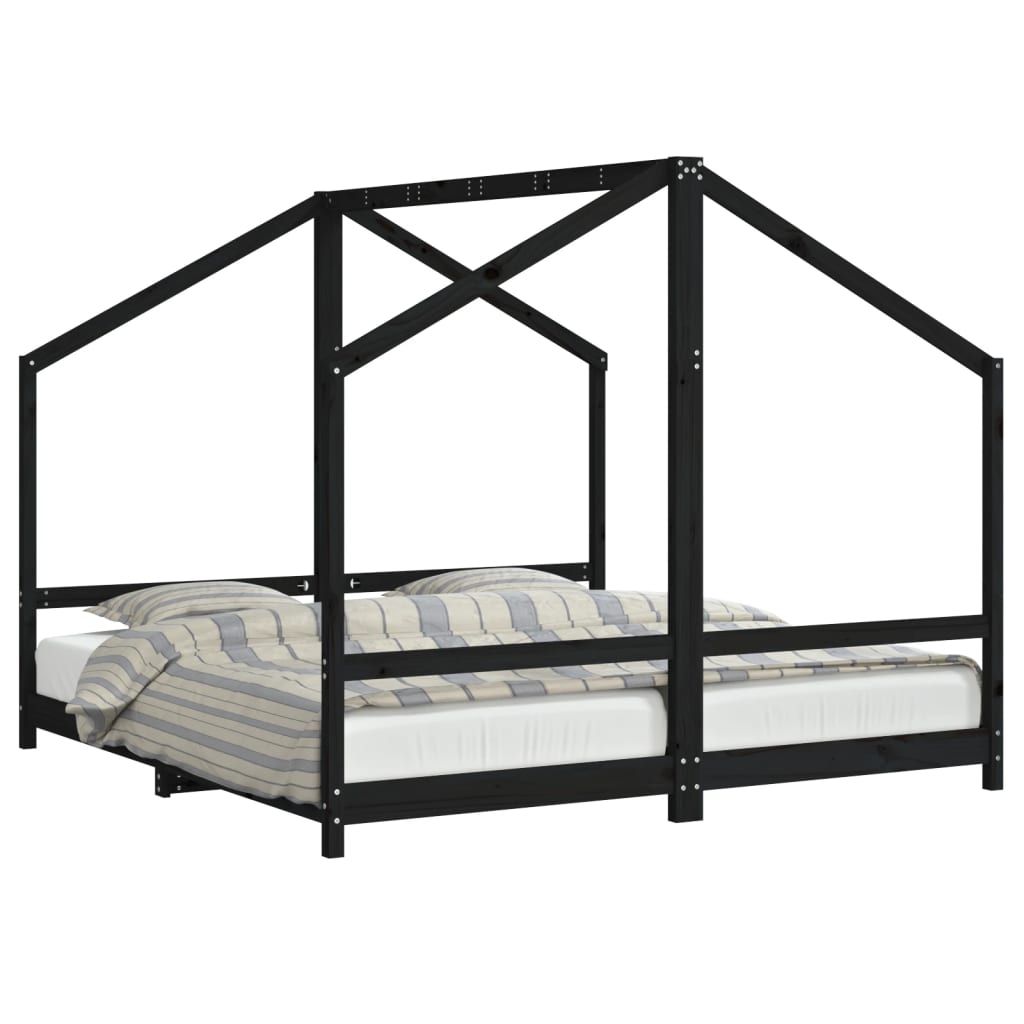 Giroletto per Bambini Nero 2x(90x190) cm Legno Massello di Pino - homemem39