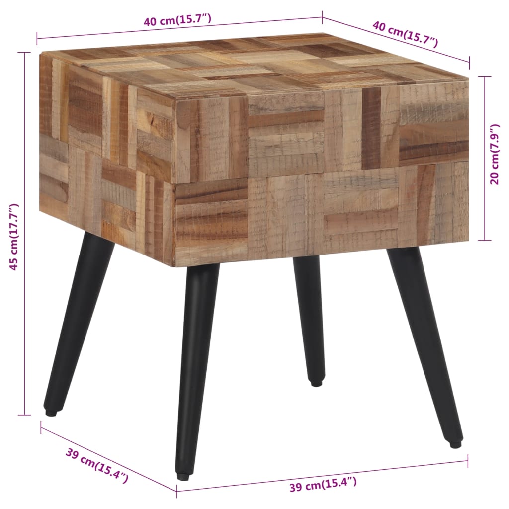 Tavolino 40x40x45 cm Teak Massello di Recupero - homemem39