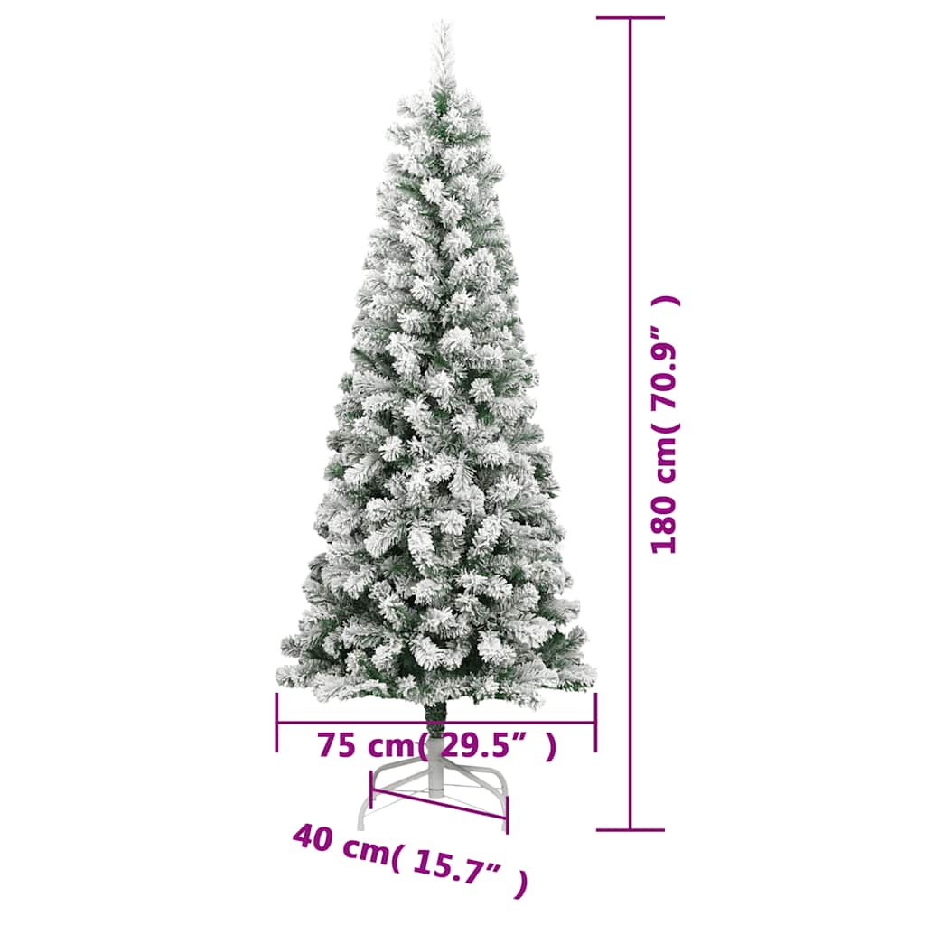 Albero Natale Artificiale Incernierato con Neve Fioccata 180 cm