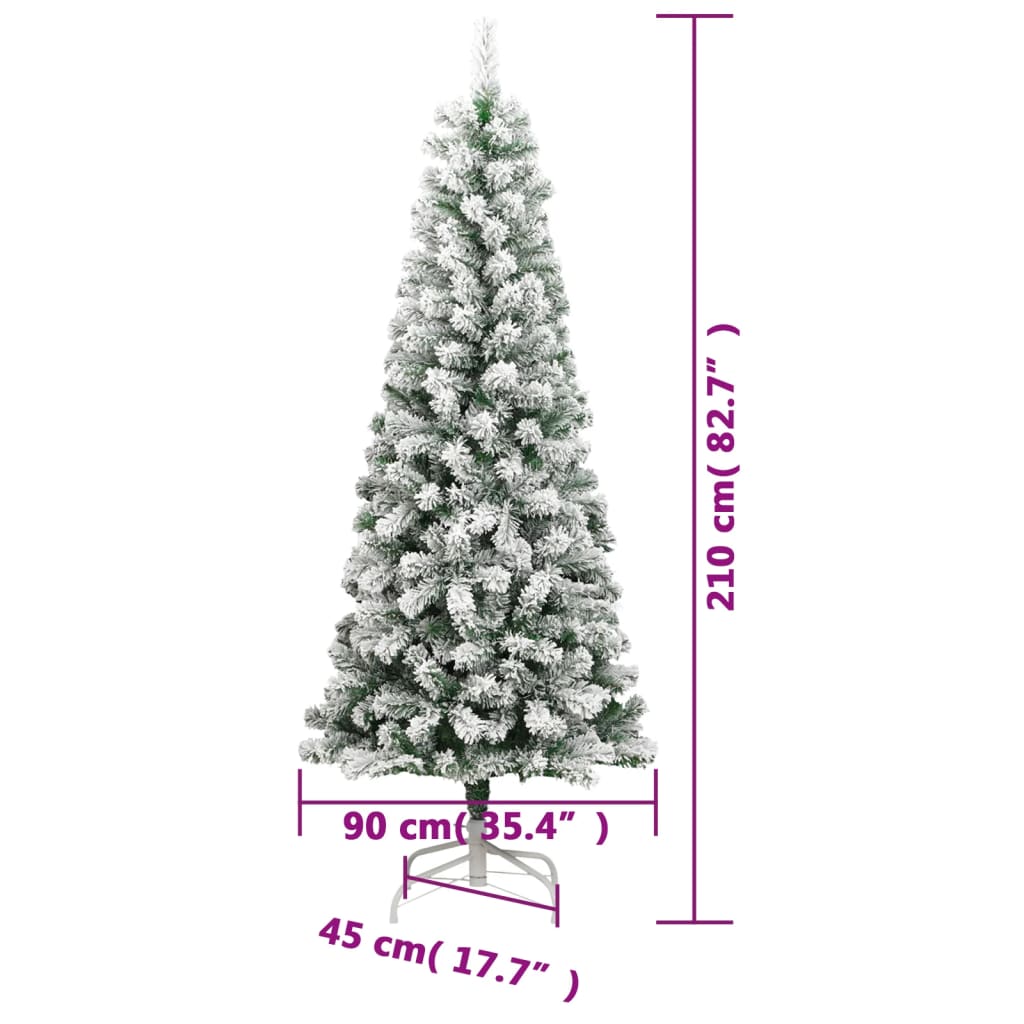 Albero Natale Artificiale Incernierato con Neve Fioccata 210 cm