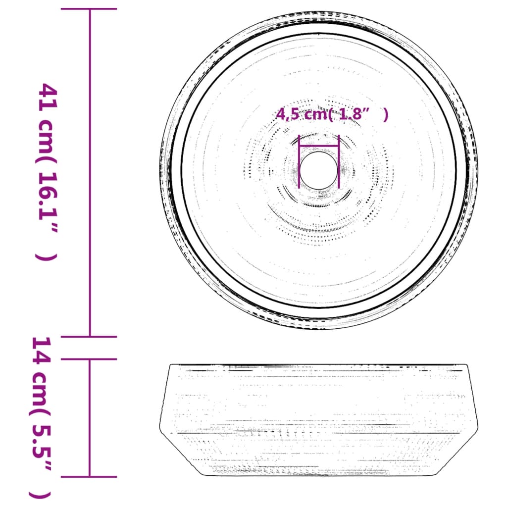 Lavabo da Appoggio Grigio Rotondo Φ41x14 cm Ceramica - homemem39