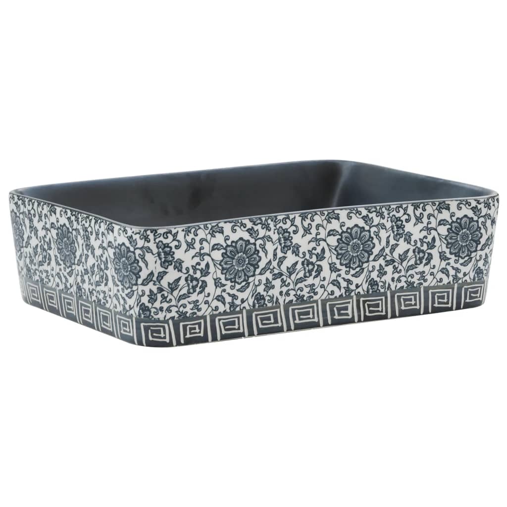Lavabo Appoggio Nero e Blu Rettangolare 46x35,5x13 cm Ceramica - homemem39