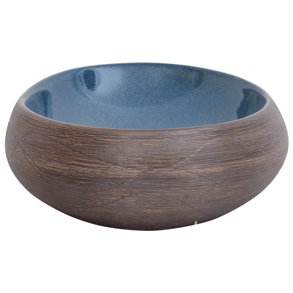 Lavabo da Appoggio Marrone e Blu Ovale 59x40x15 cm Ceramica - homemem39