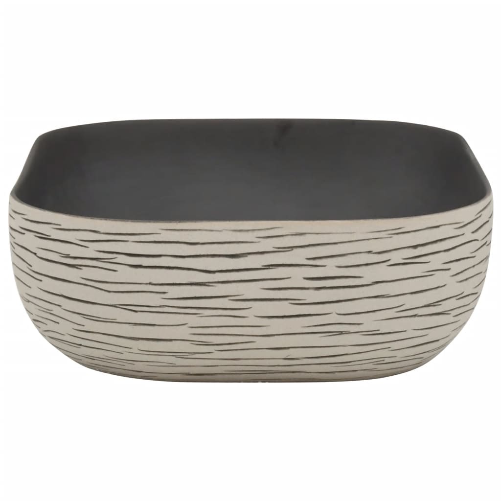 Lavabo Appoggio Grigio Nero Rettangolare 48x37,5x13,5 Ceramica - homemem39