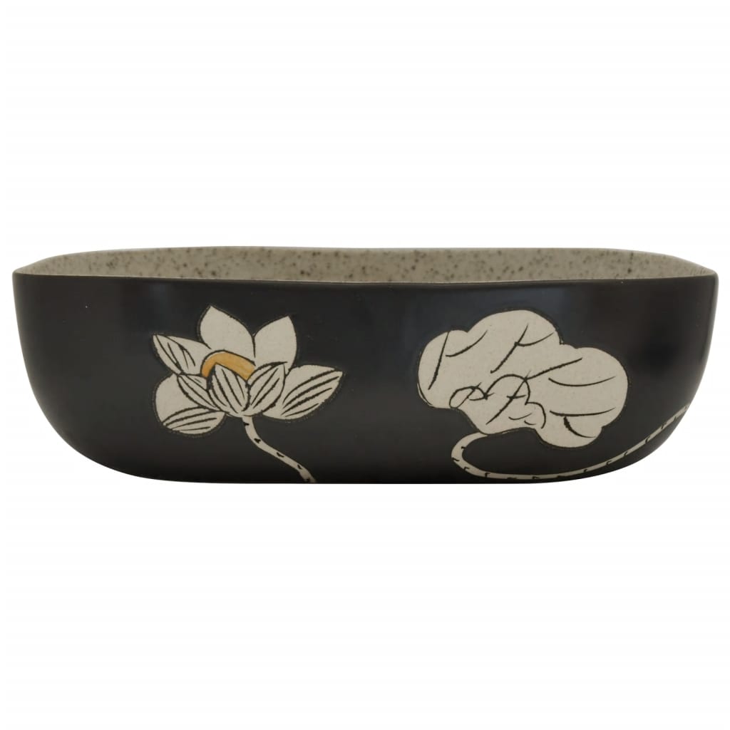 Lavabo Appoggio Grigio Nero Rettangolare 48x37,5x13,5 Ceramica - homemem39