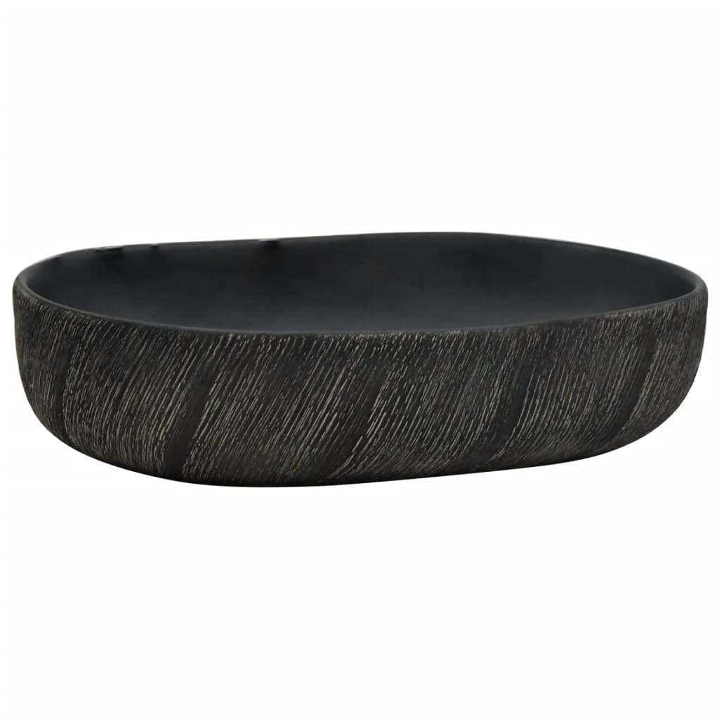 Lavabo da Appoggio Nero Ovale 59x40x14 cm Ceramica - homemem39