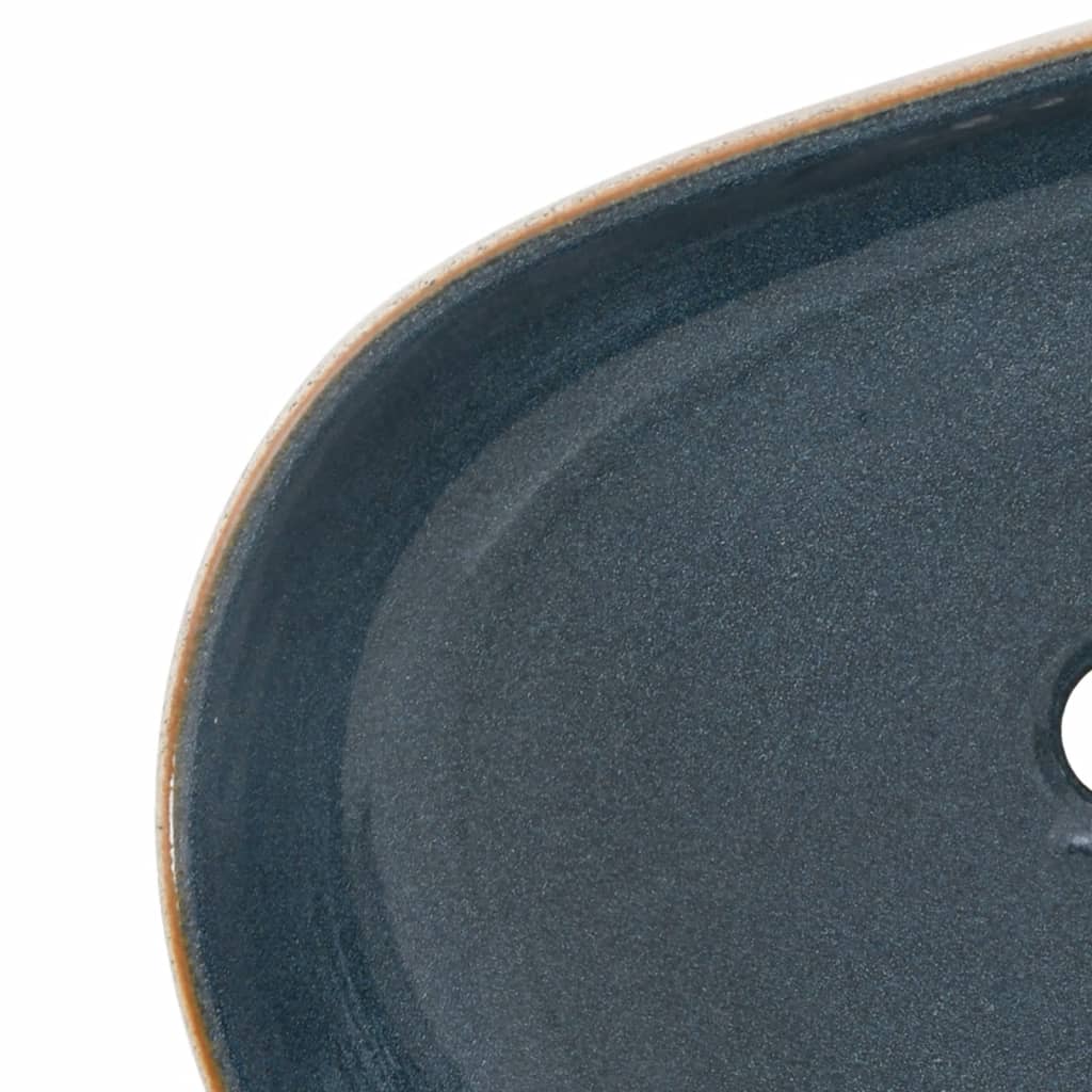 Lavabo da Appoggio Sabbia e Blu Ovale 59x40x14 cm Ceramica - homemem39