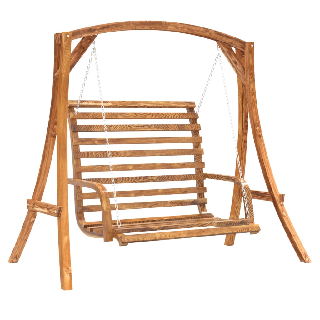 Panca a Dondolo in Legno Massello di Abete con Finitura in Teak - homemem39