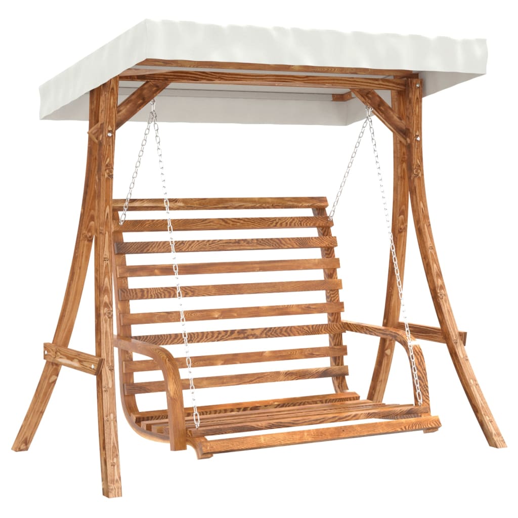 Panca a Dondolo con Tetto Massello di Abete Finitura in Teak - homemem39
