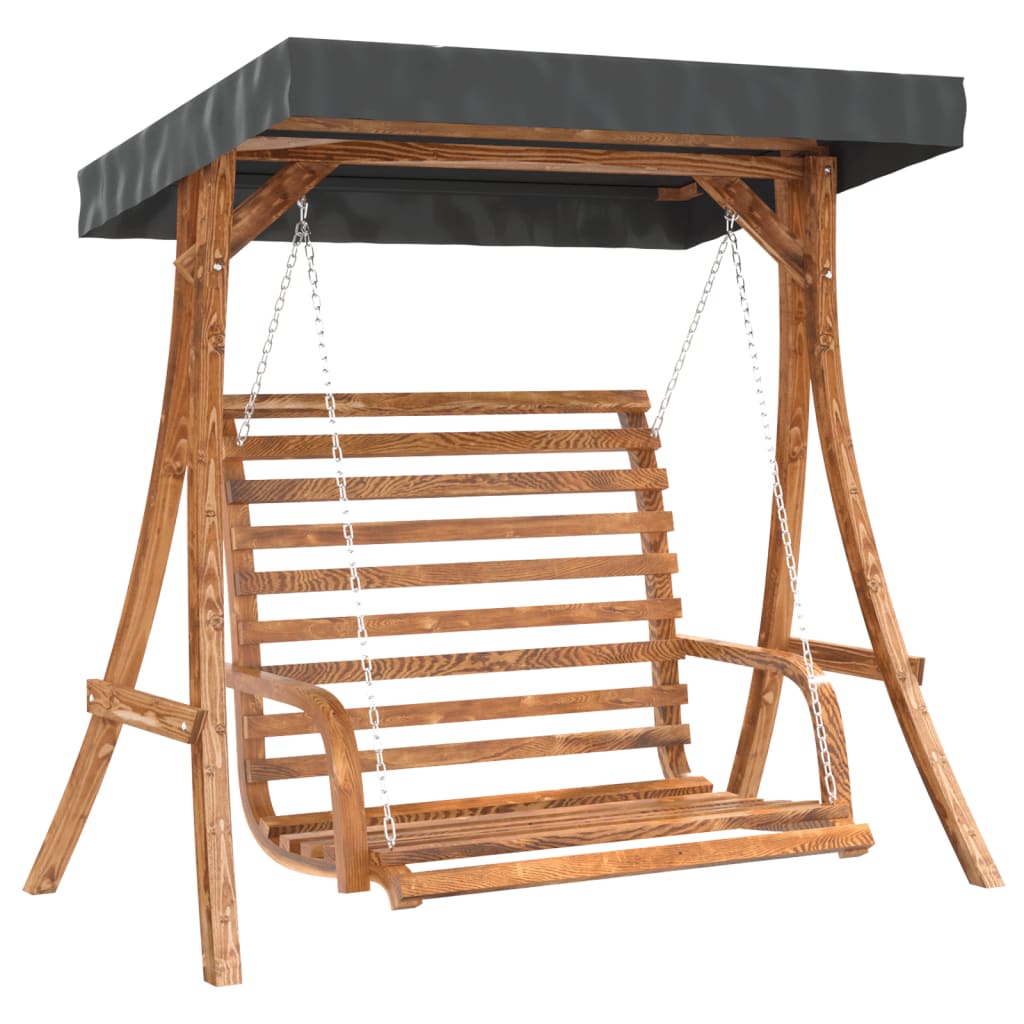 Panca a Dondolo con Tetto Massello di Abete Finitura in Teak - homemem39