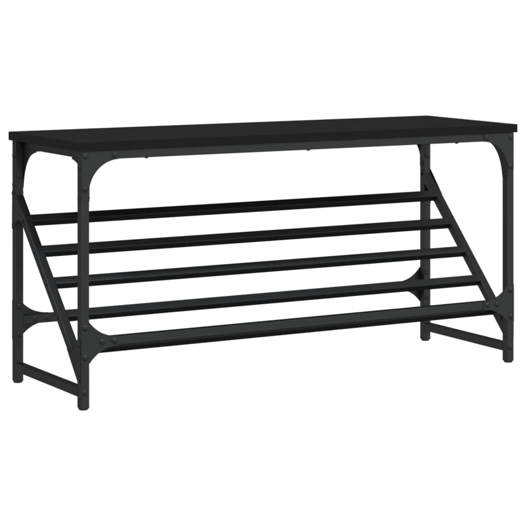Scarpiera Nera 90x30x45 cm in Legno Multistrato - homemem39