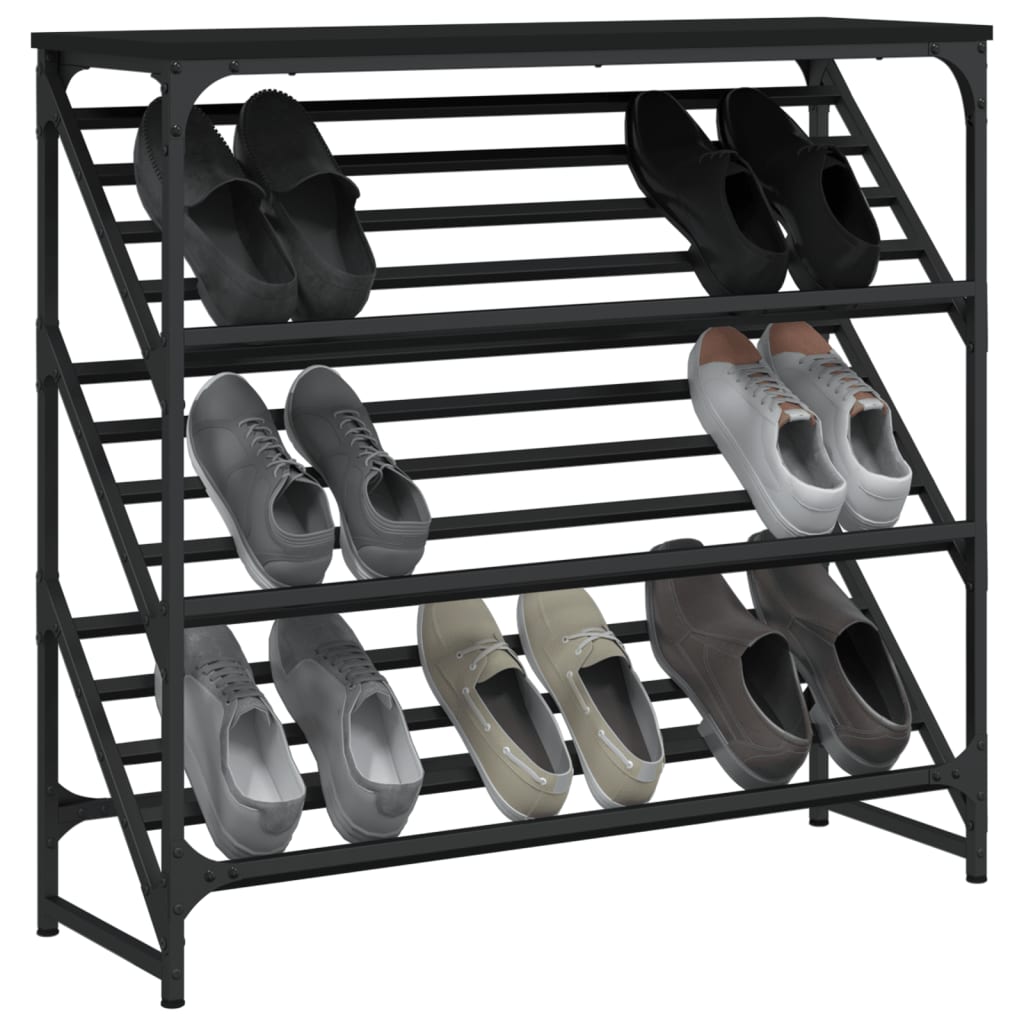 Scarpiera Nera 90x30x85 cm in Legno Multistrato - homemem39