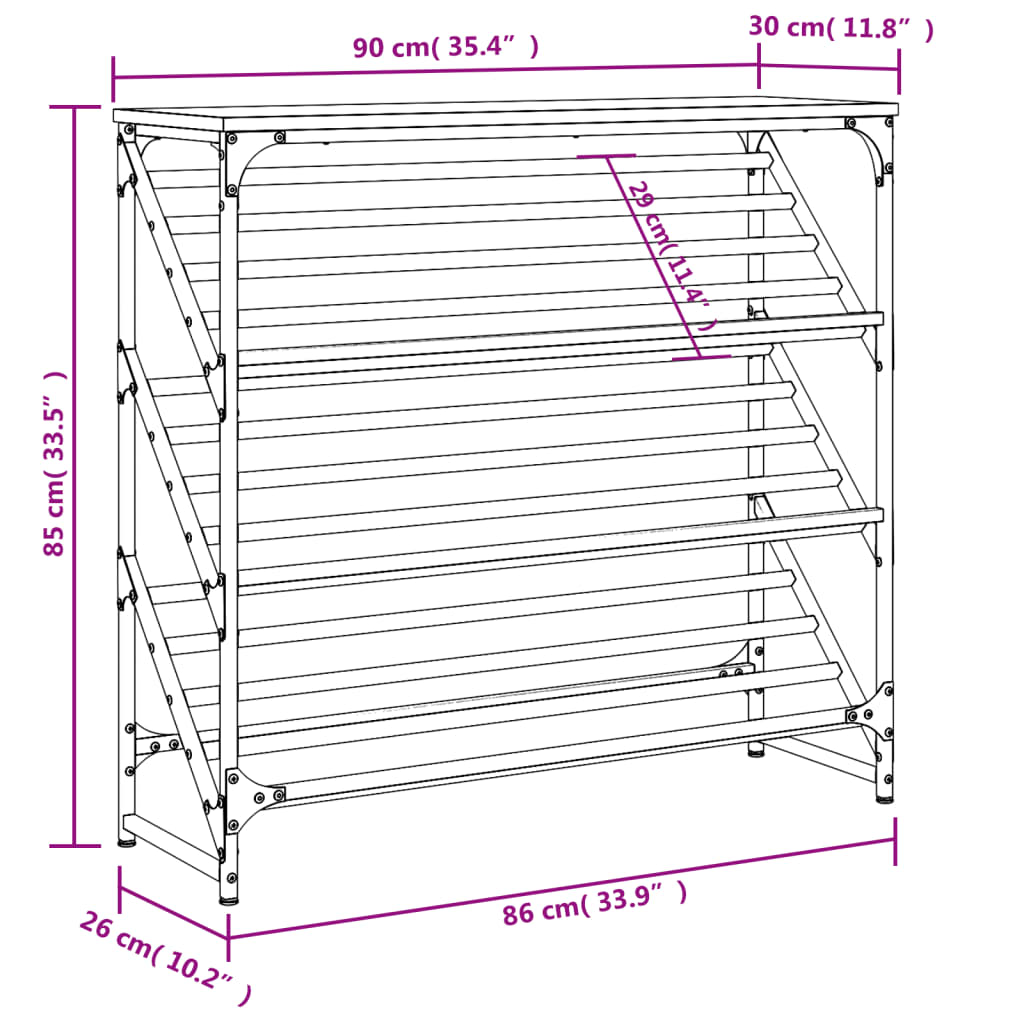 Scarpiera Nera 90x30x85 cm in Legno Multistrato - homemem39