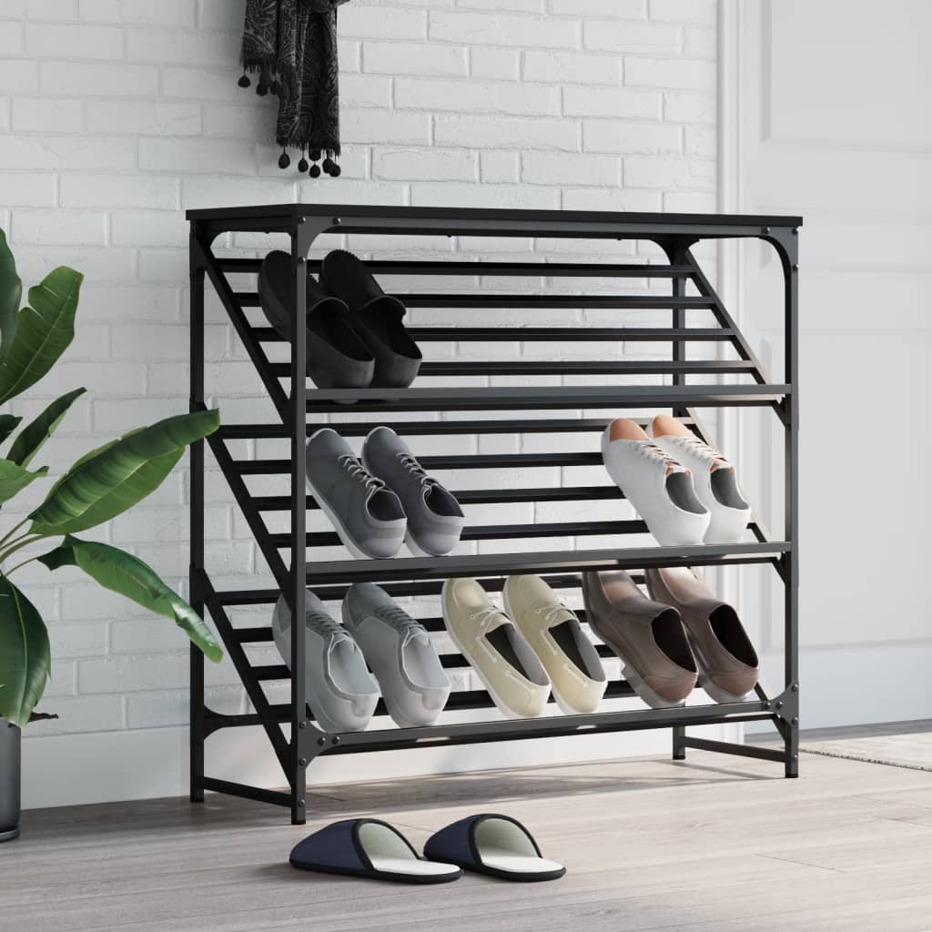 Scarpiera Nera 90x30x85 cm in Legno Multistrato - homemem39