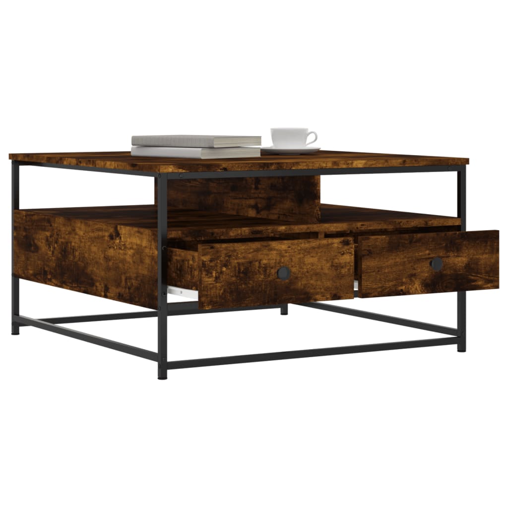 Tavolino da Salotto Rovere Fumo 80x80x45 cm Legno Multistrato | homemem39
