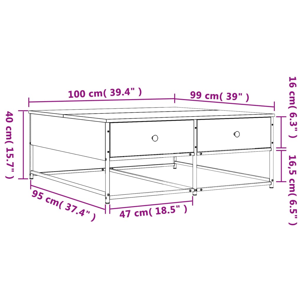 Tavolino da Salotto Rovere Sonoma 100x99x40cm Legno Multistrato | homemem39