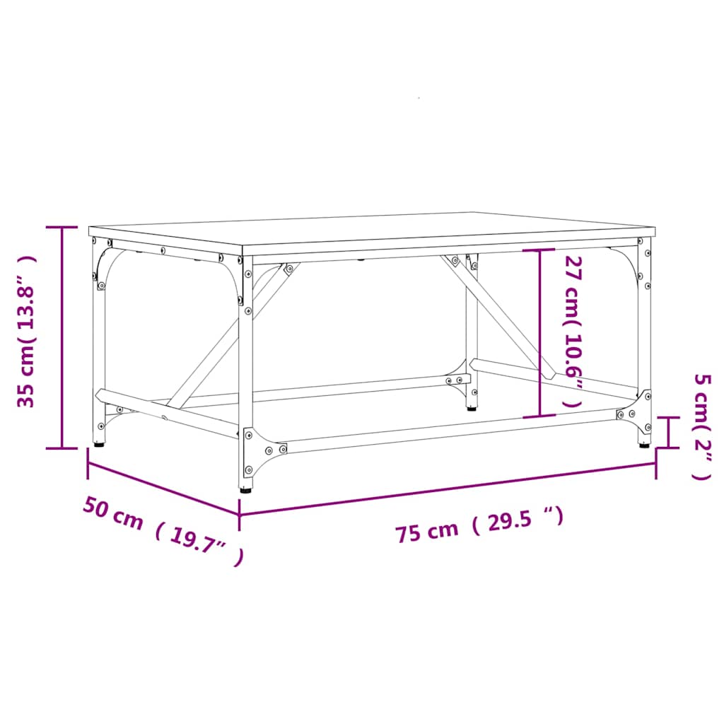 Tavolino da Salotto Rovere Sonoma 75x50x35cm Legno Multistrato | homemem39