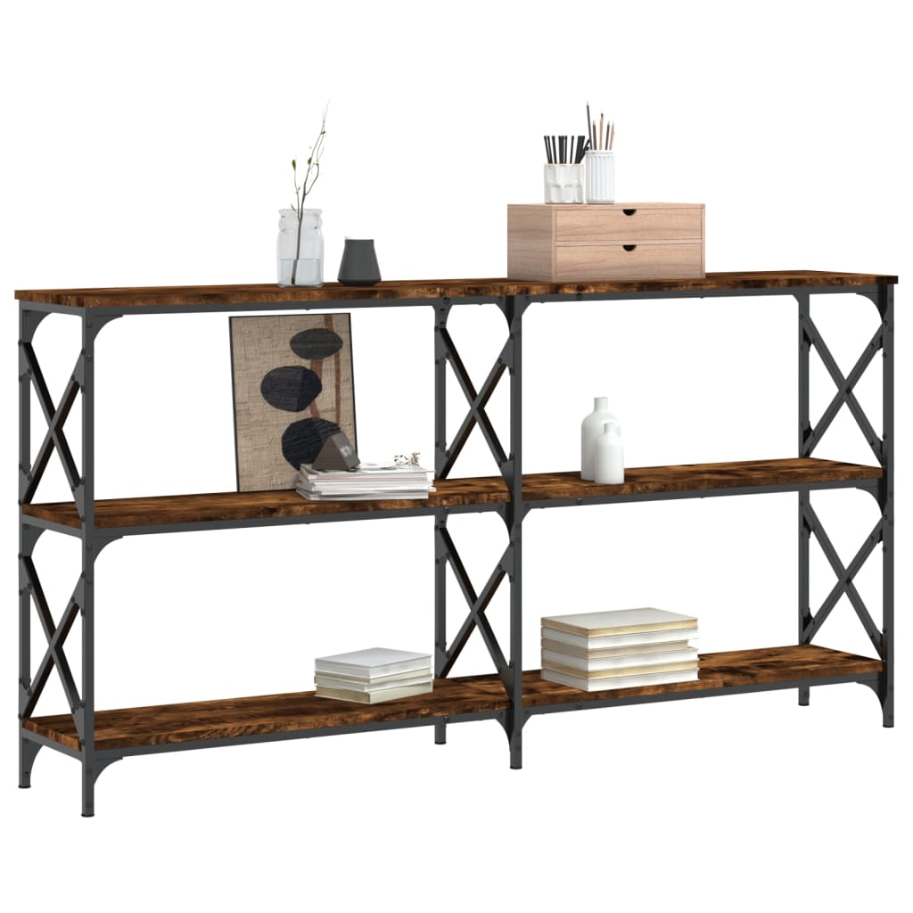 Tavolo Consolle Rovere Fumo 156x28x80,5 cm in Legno Multistrato - homemem39