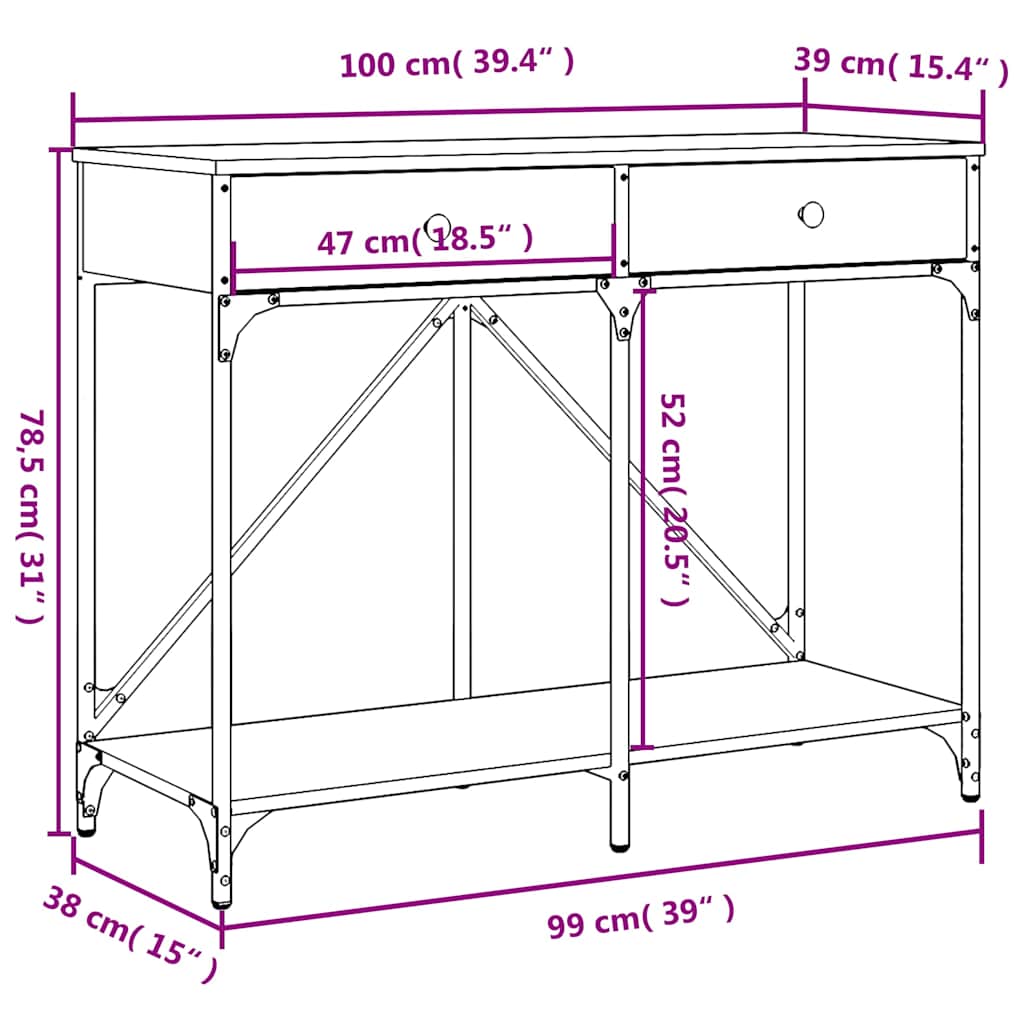 Tavolino Consolle Nero 100x39x78,5 cm in Legno Multistrato | homemem39