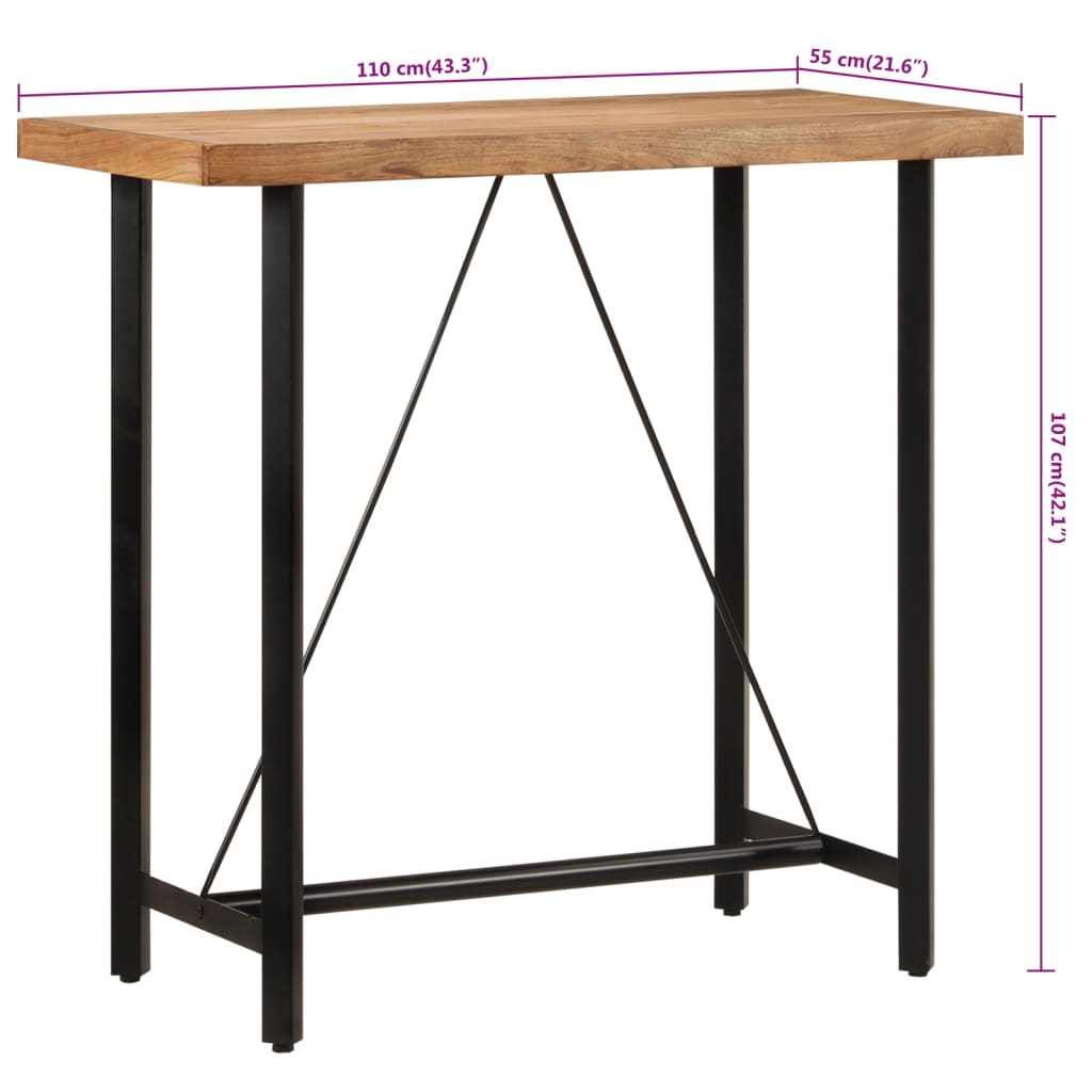 Tavolino da Bar 110x55x107cm Legno Massello di Acacia e Ferro | homemem39