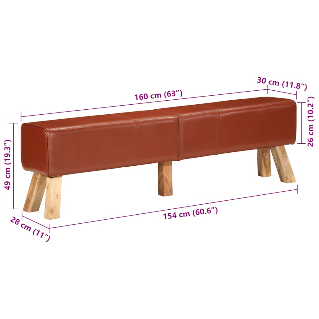 Panca per Esercizi Marrone 160 cm in Vera Pelle | homemem39