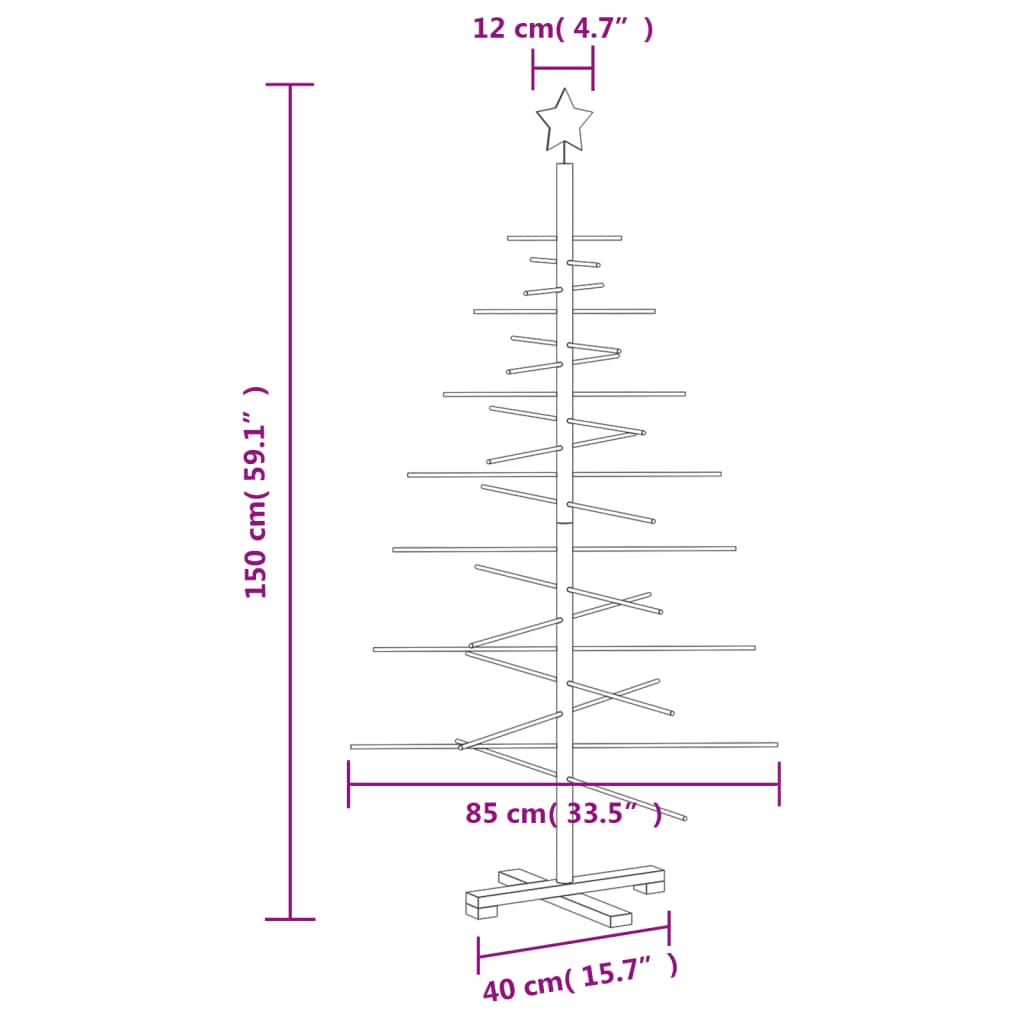 Albero di Natale Decorativo in Legno 150 cm Legno Massello Pino | homemem39