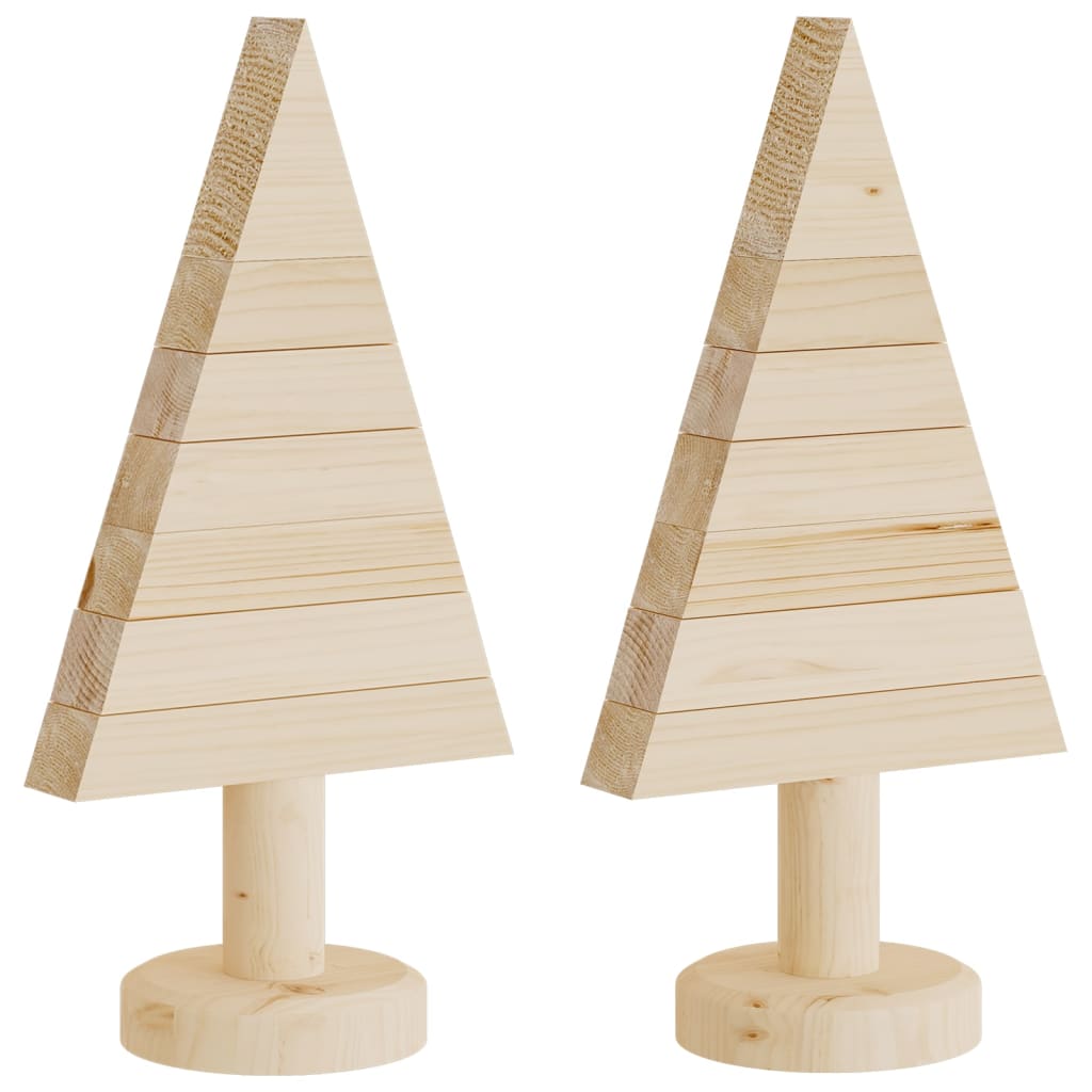 Alberi di Natale Decorativi in Legno 2pz 30cm Massello di Pino - homemem39