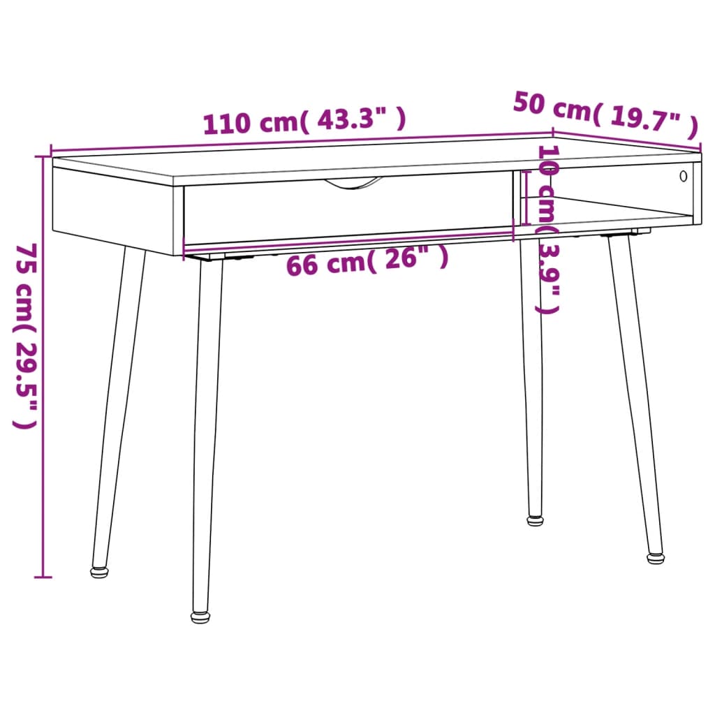 Scrivania con Cassetto Marrone 110x50x75 cm Legno Multistrato - homemem39