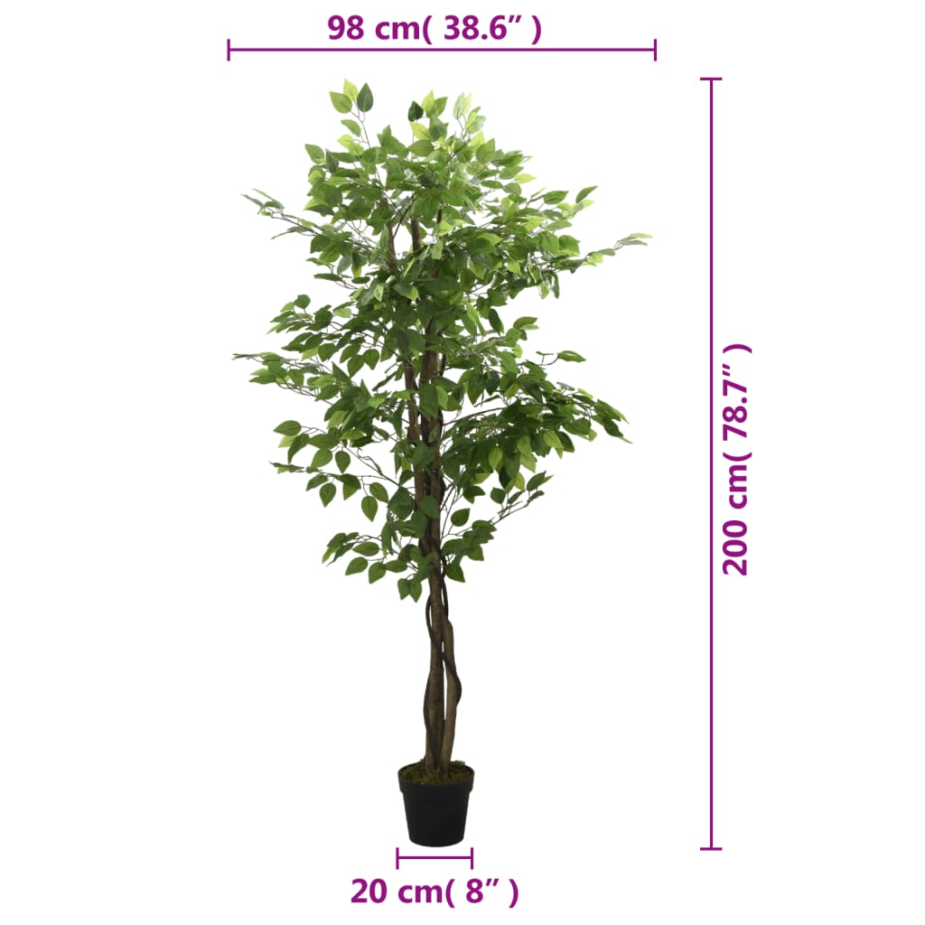 Albero di Ficus Artificiale 1260 Foglie 200 cm Verde | homemem39