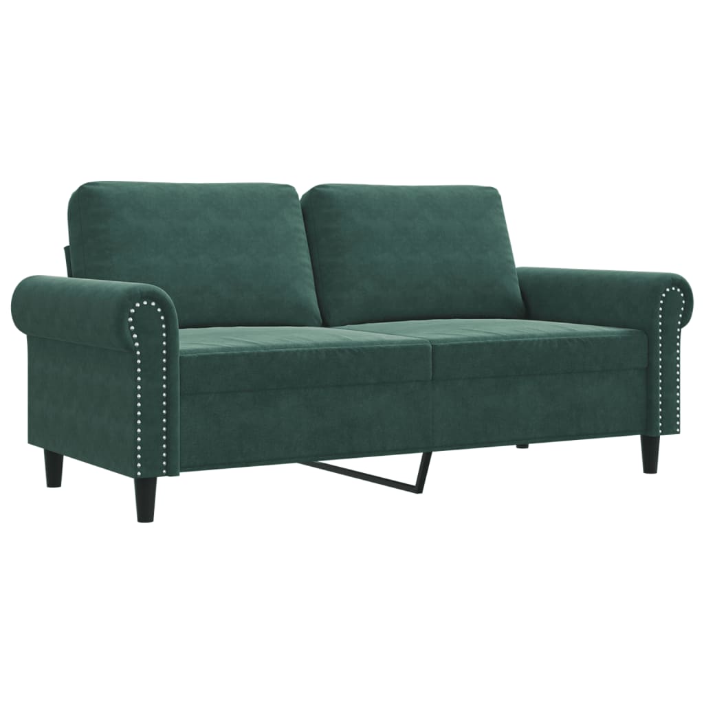 Divano a 2 Posti Verde Scuro 140 cm in Velluto - homemem39