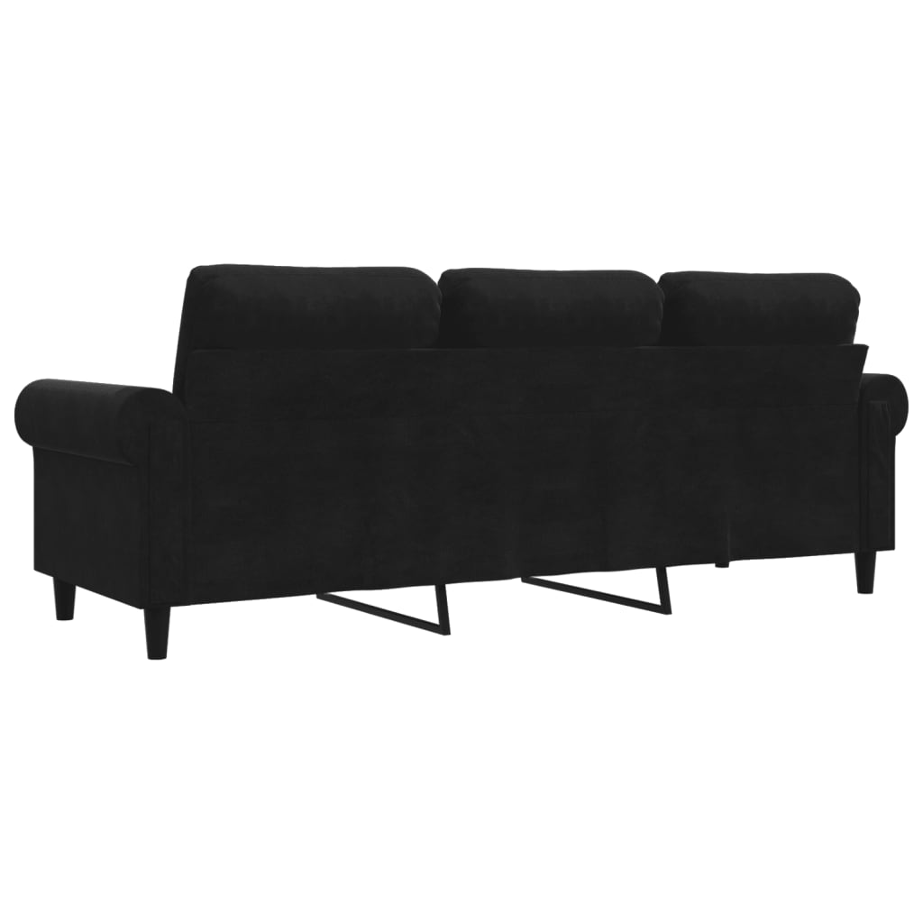 Divano a 3 Posti Nero 180 cm in Velluto - homemem39